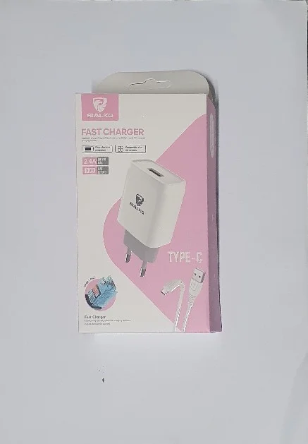 Sialko Fast Charger with Cable (Type-C) + Free Screen Protector